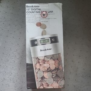 Brookstone Silver Digital Coin Counter Jar